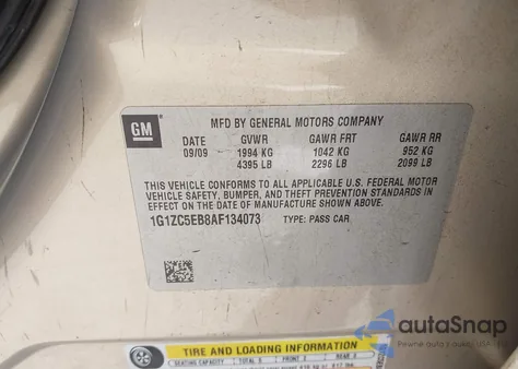 2010 Chevrolet Malibu Lt z USA, uszkodzony, nr VIN 1G1ZC5EB8AF134073